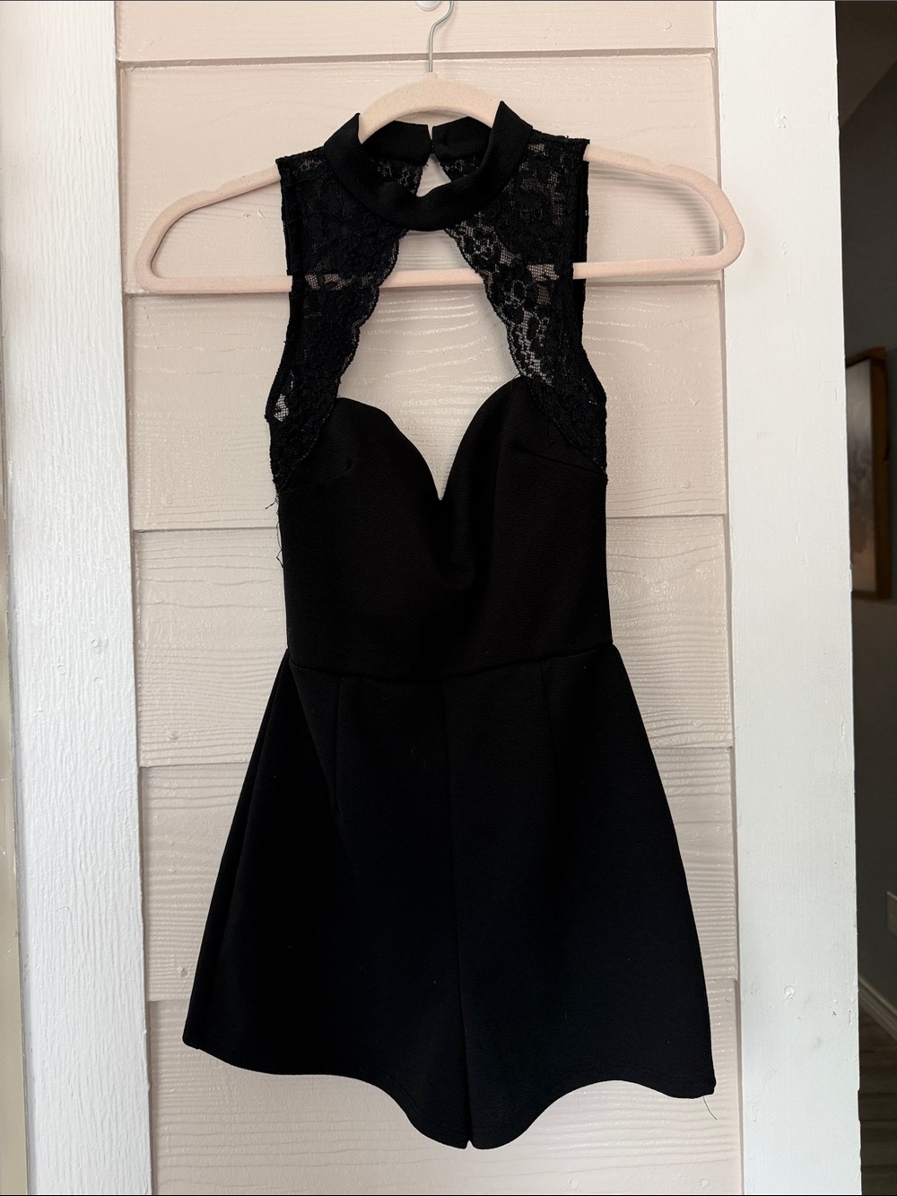 Forever 21 Black Lace Halter Romper